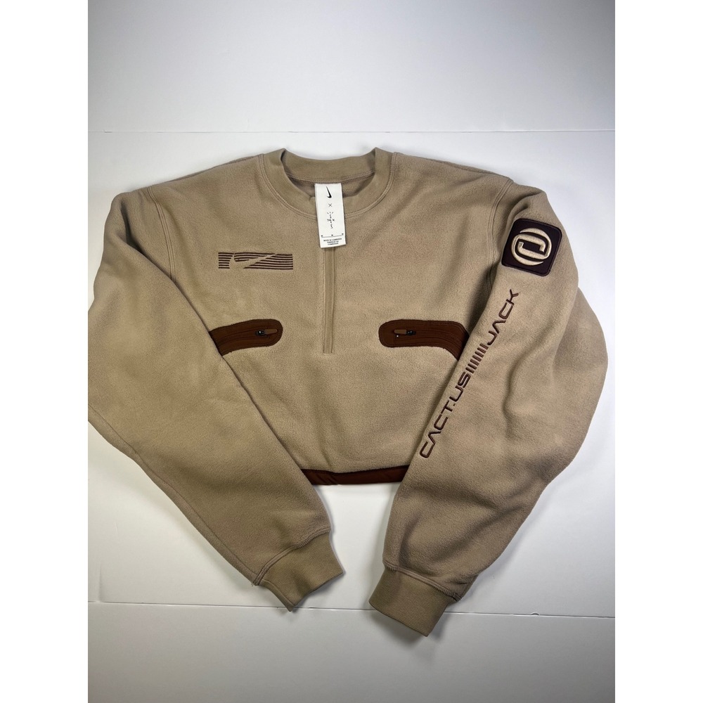 Nike Cactus Jack Sweatshirt Women Medium Tan Brown Travis Scott Fleece Cropped‎